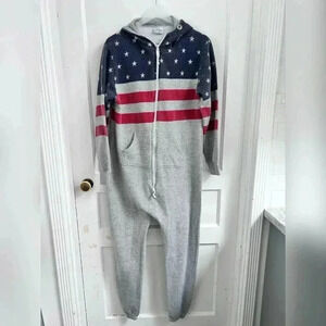 SKYLINEWEARS Adult One Piece Unisex American Flag Jumpsuit Size M